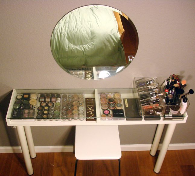  Make a Glass Covered Makeup Vanity