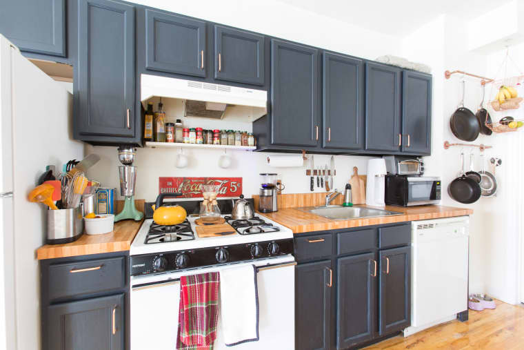  Paint Cabinets in Slate Blue for Contrast