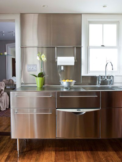  Steel Backsplash with Steel Cabinets