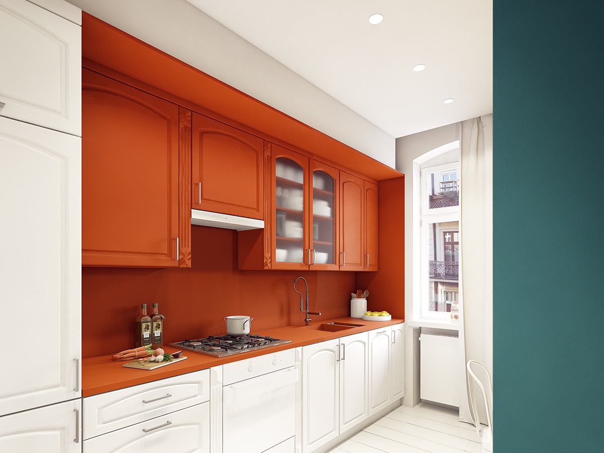  Choose One Color Block for the Center of the Kitchen